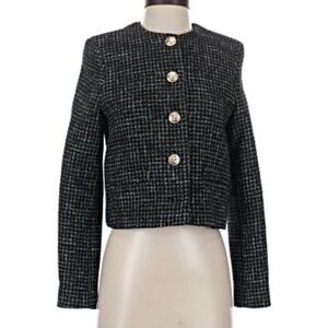 Chic Black and White Tweed Jacket